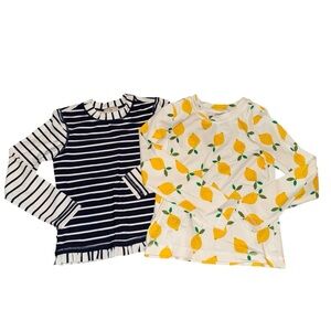 Hanna Andersson Navy Stripe and Lemon Print Rashguards